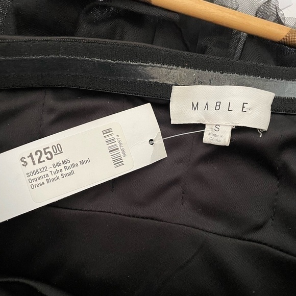 Mable Organza Tube Ruffle Mini Dress Black Women's Size S - Picture 12 of 16